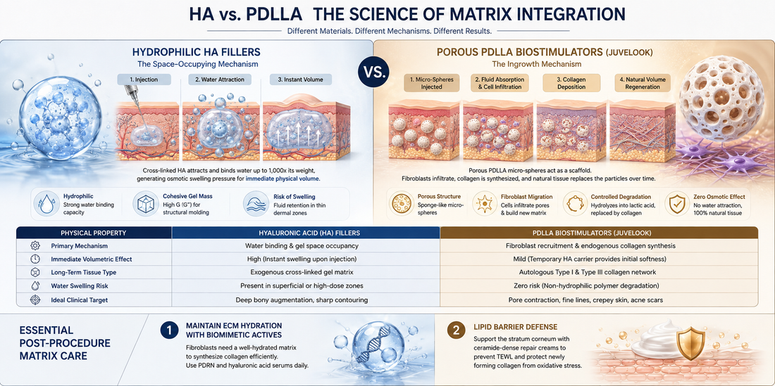 The Physics of Hydrophilic vs Porous Biostimulators: HA vs PDLLA & PLLA Matrix Integration